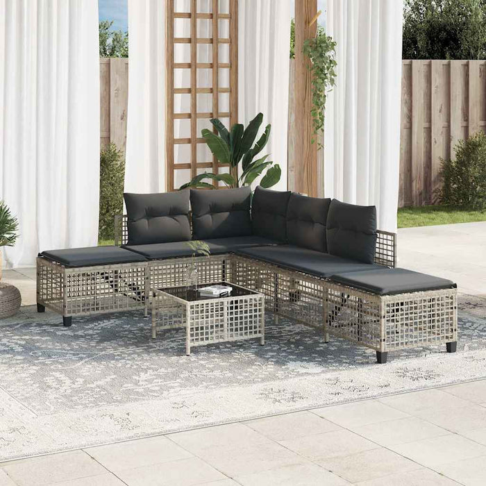 Set mobilier colțar grădină perne 3 piese gri deschis poliratan - WALTI WALTI