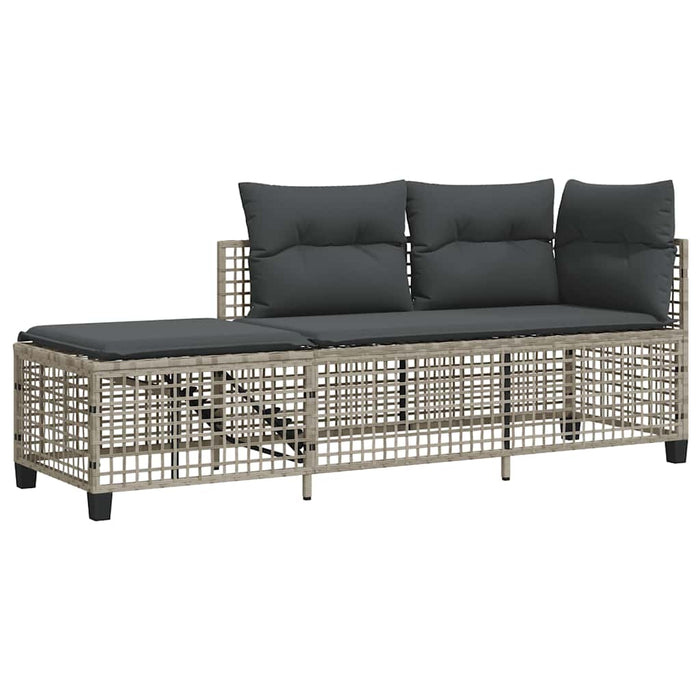 Set mobilier colțar grădină perne 3 piese gri deschis poliratan - WALTI WALTI