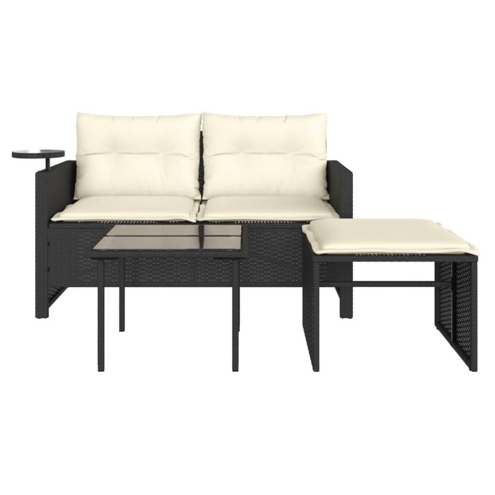 Set mobilier de grădină cu perne, 3 piese, negru, poliratan - WALTI WALTI