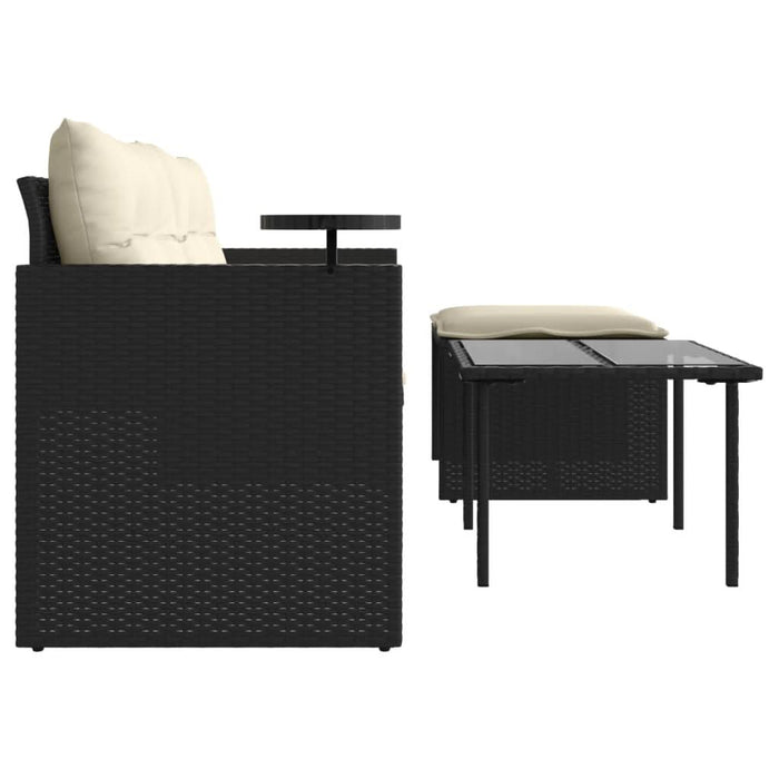 Set mobilier de grădină cu perne, 3 piese, negru, poliratan - WALTI WALTI