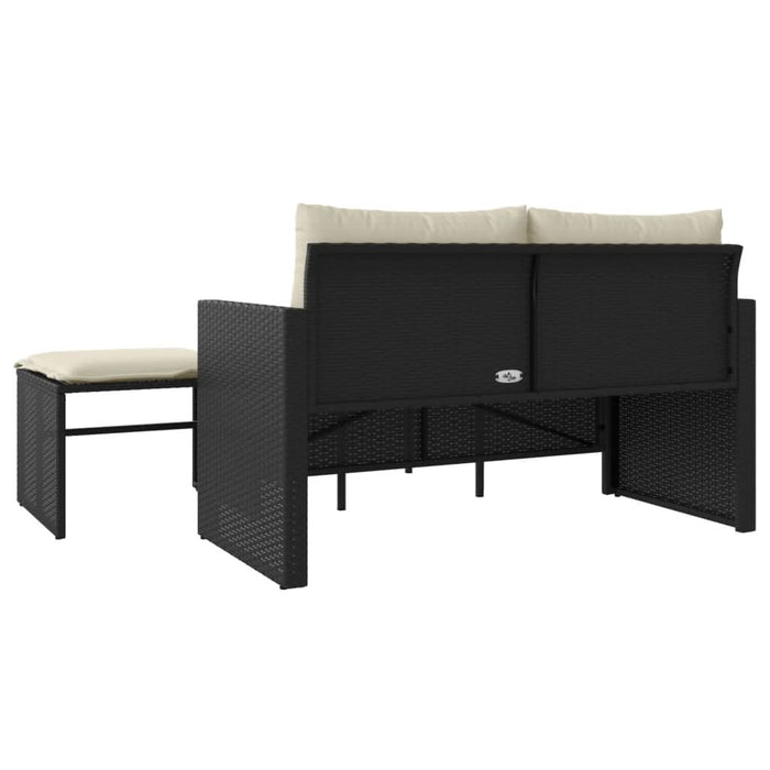 Set mobilier de grădină cu perne, 3 piese, negru, poliratan - WALTI WALTI