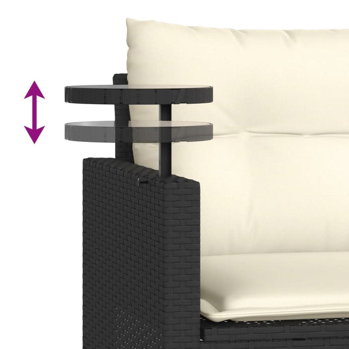 Set mobilier de grădină cu perne, 3 piese, negru, poliratan - WALTI WALTI