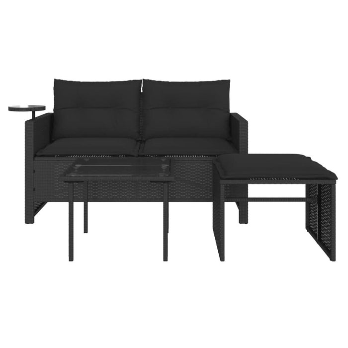Set mobilier de grădină cu perne, 3 piese, negru, poliratan - WALTI WALTI