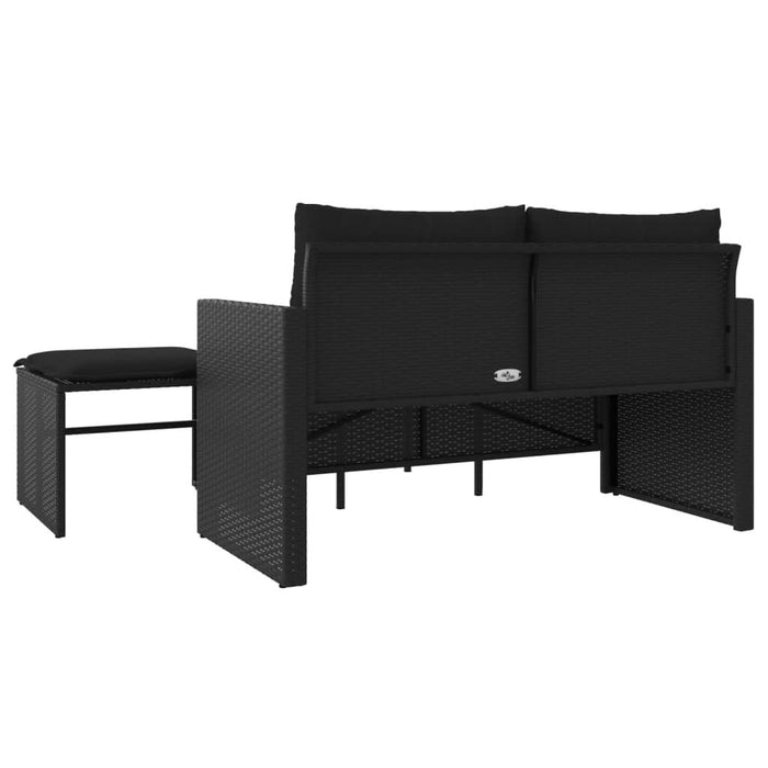 Set mobilier de grădină cu perne, 3 piese, negru, poliratan - WALTI WALTI