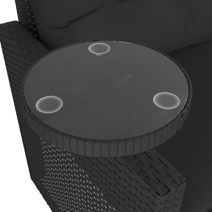 Set mobilier de grădină cu perne, 3 piese, negru, poliratan - WALTI WALTI