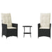 Set bistro cu perne, 3 piese, negru, poliratan - WALTI WALTI