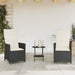 Set bistro cu perne, 3 piese, negru, poliratan - WALTI WALTI