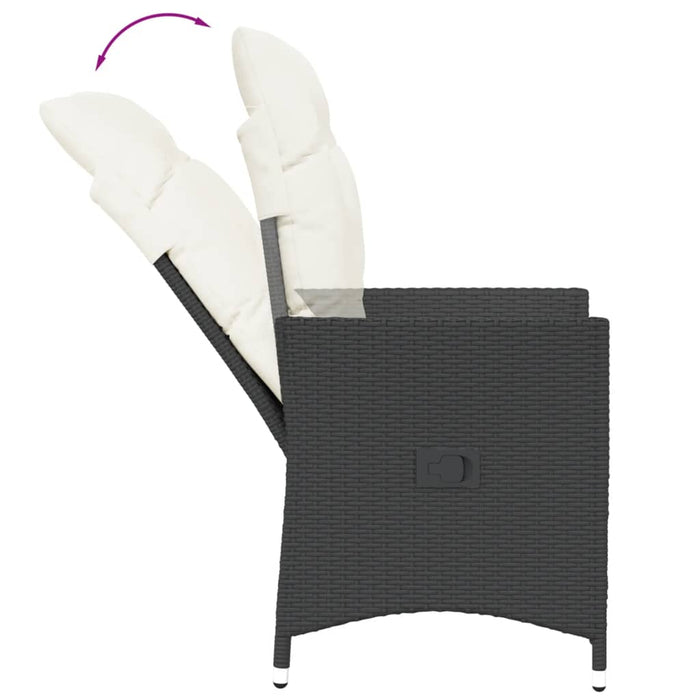 Set bistro cu perne, 3 piese, negru, poliratan - WALTI WALTI
