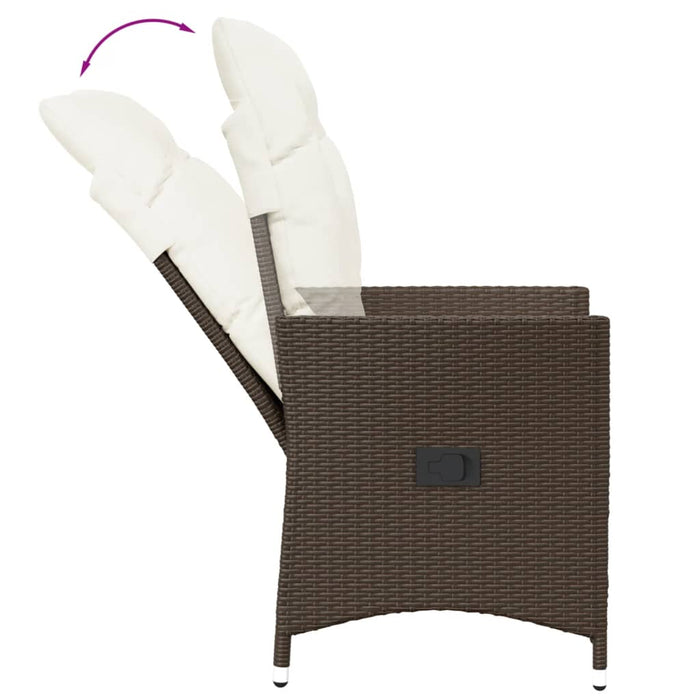 Set bistro cu perne, 3 piese, maro, poliratan - WALTI WALTI