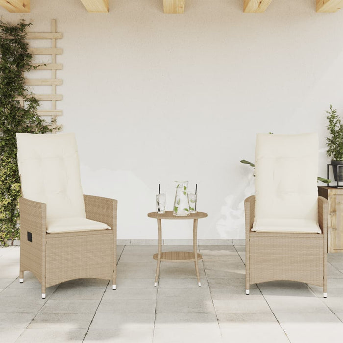Set bistro cu perne, 3 piese, bej, poliratan - WALTI WALTI