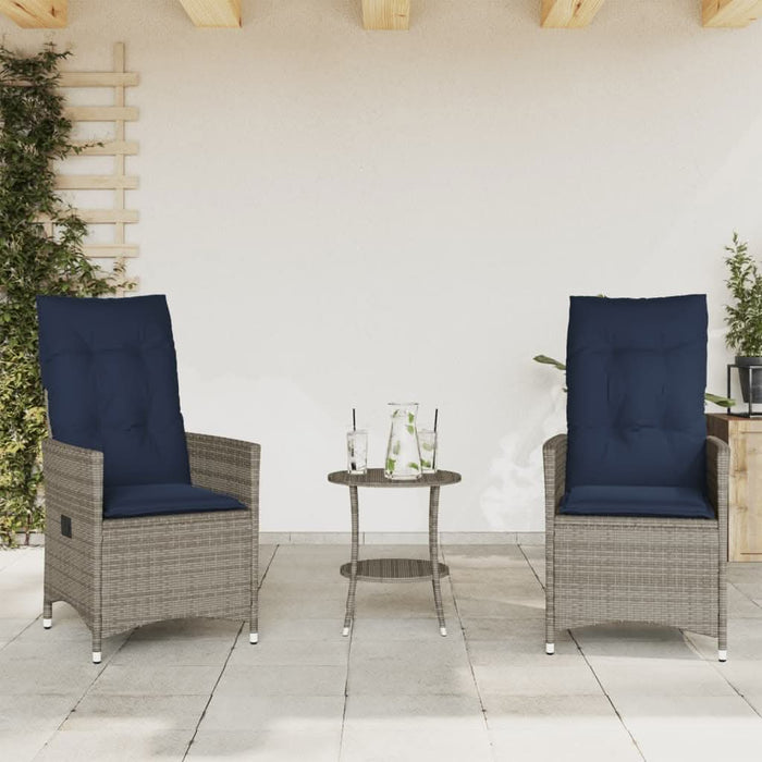 Set bistro 3 piese cu perne, gri, poliratan - WALTI WALTI