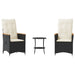 Set bistro cu perne, 3 piese, negru, poliratan - WALTI WALTI