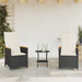 Set bistro cu perne, 3 piese, negru, poliratan - WALTI WALTI