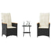 Set bistro cu perne, 3 piese, negru, poliratan - WALTI WALTI