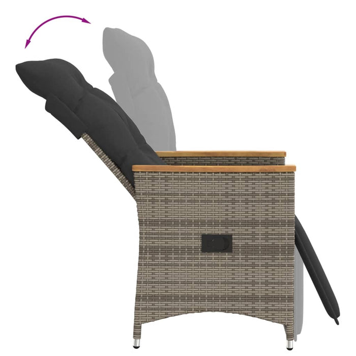Scaun de grădină rabatabil cu perne, gri, poliratan - WALTI WALTI