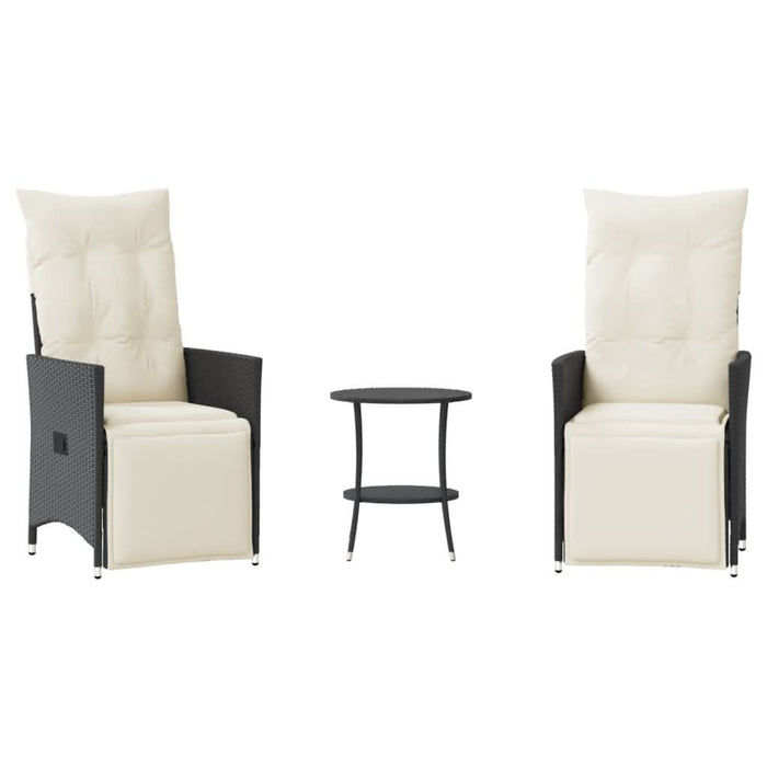 Set bistro cu perne, 3 piese, negru, poliratan - WALTI WALTI