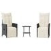 Set bistro cu perne, 3 piese, negru, poliratan - WALTI WALTI