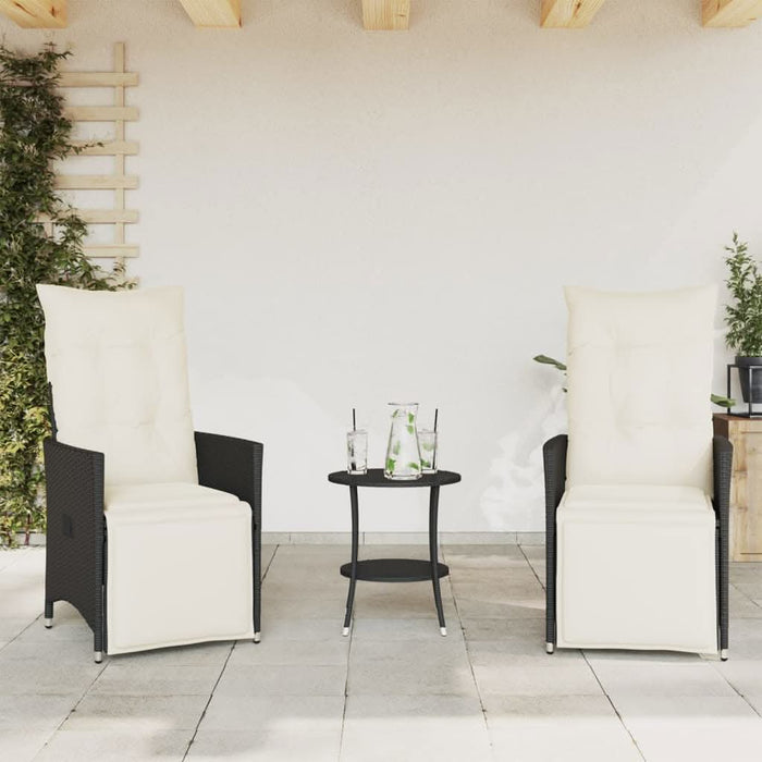 Set bistro cu perne, 3 piese, negru, poliratan - WALTI WALTI