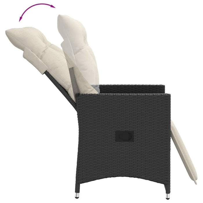 Set bistro cu perne, 3 piese, negru, poliratan - WALTI WALTI