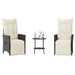 Set bistro cu perne, 3 piese, negru, poliratan - WALTI WALTI