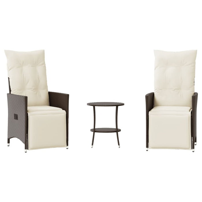 Set bistro cu perne, 3 piese, maro, poliratan - WALTI WALTI