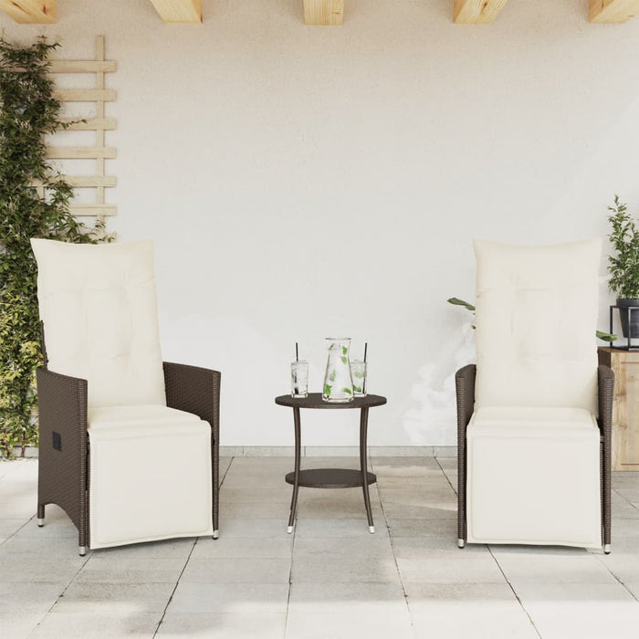Set bistro cu perne, 3 piese, maro, poliratan - WALTI WALTI