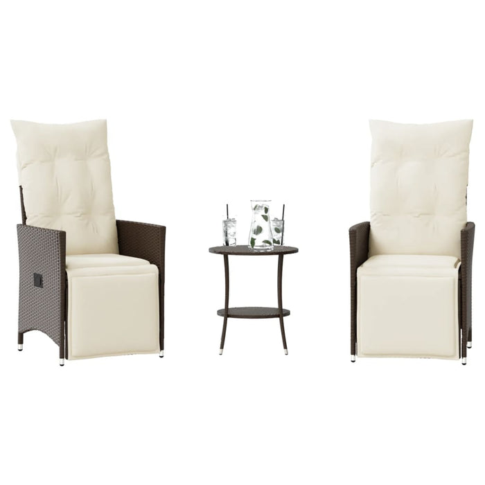 Set bistro cu perne, 3 piese, maro, poliratan - WALTI WALTI