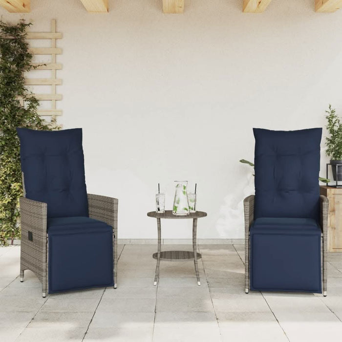 Set bistro 3 piese cu perne, gri, poliratan - WALTI WALTI