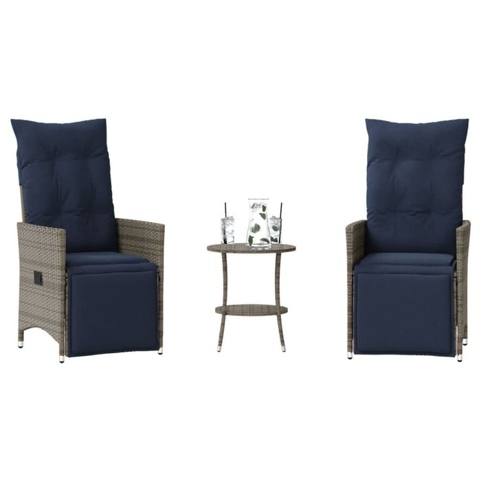 Set bistro 3 piese cu perne, gri, poliratan - WALTI WALTI