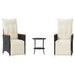 Set bistro cu perne, 3 piese, negru, poliratan - WALTI WALTI