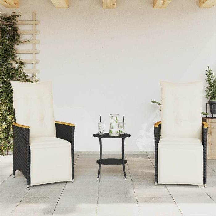Set bistro cu perne, 3 piese, negru, poliratan - WALTI WALTI