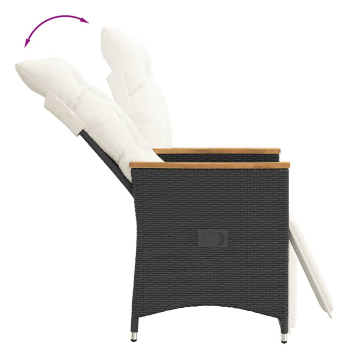 Set bistro cu perne, 3 piese, negru, poliratan - WALTI WALTI