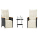 Set bistro cu perne, 3 piese, negru, poliratan - WALTI WALTI