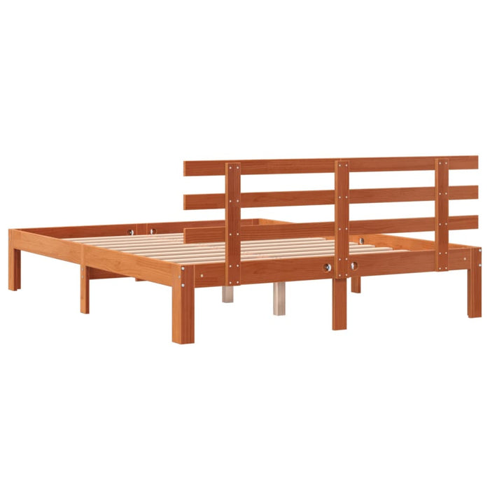 Cadru pat fără saltea, maro ceruit, 140x190 cm, lemn masiv pin - WALTI WALTI