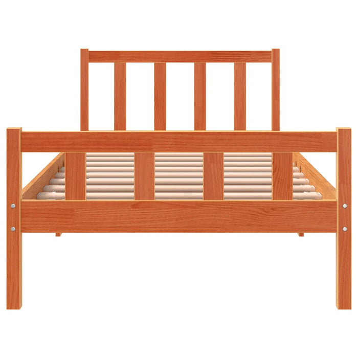Cadru pat fără saltea, maro ceruit, 75x190 cm, lemn masiv pin WALTI