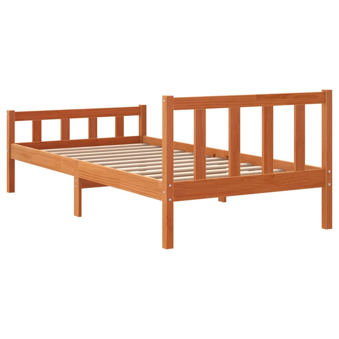 Cadru pat fără saltea, maro ceruit, 75x190 cm, lemn masiv pin WALTI