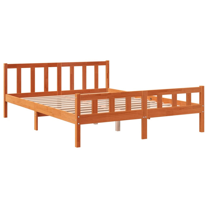 Cadru de pat fără saltea, maro ceruit 150x200 cm lemn masiv pin - WALTI WALTI