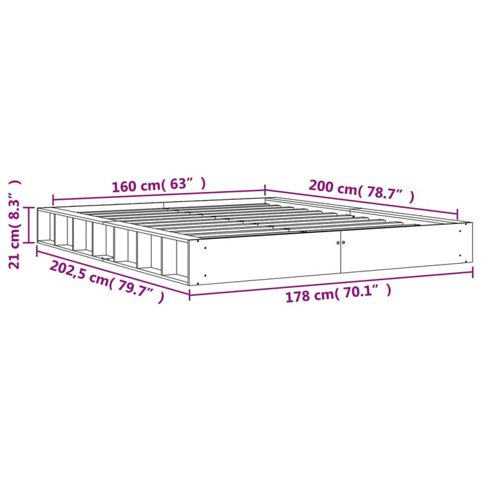 Cadru pat fără saltea, maro ceruit, 160x200 cm, lemn masiv pin - WALTI WALTI