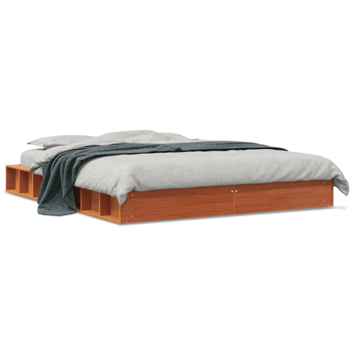 Cadru de pat fără saltea, maro ceruit 150x200 cm lemn masiv pin - WALTI WALTI