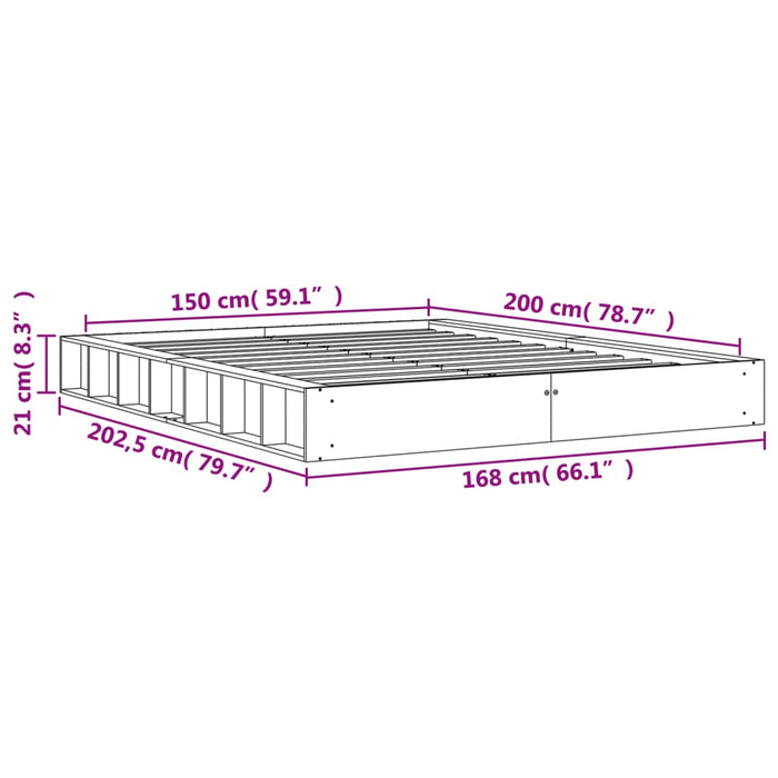 Cadru de pat fără saltea, maro ceruit 150x200 cm lemn masiv pin - WALTI WALTI