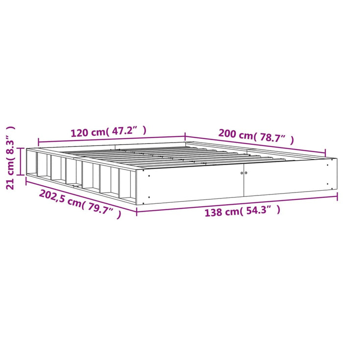 Cadru pat fără saltea, maro ceruit, 120x200 cm, lemn masiv pin WALTI