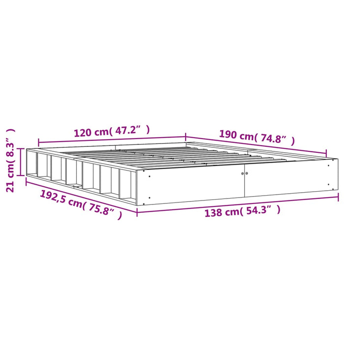 Cadru pat fără saltea, maro ceruit, 120x190 cm, lemn masiv pin WALTI