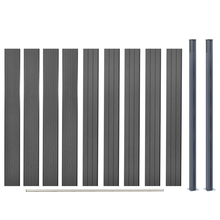 Set panouri pentru gard, gri, 180x186 cm, WPC - WALTI WALTI
