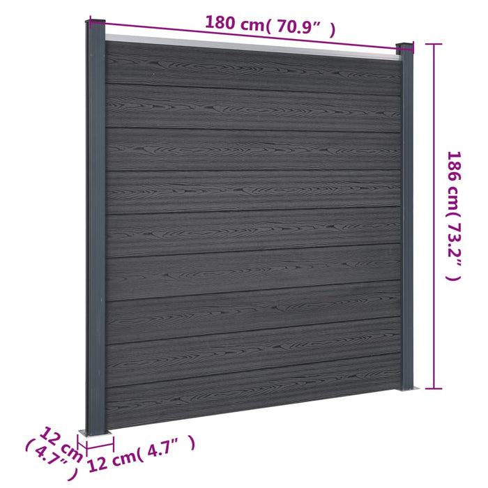 Set panouri pentru gard, gri, 180x186 cm, WPC - WALTI WALTI