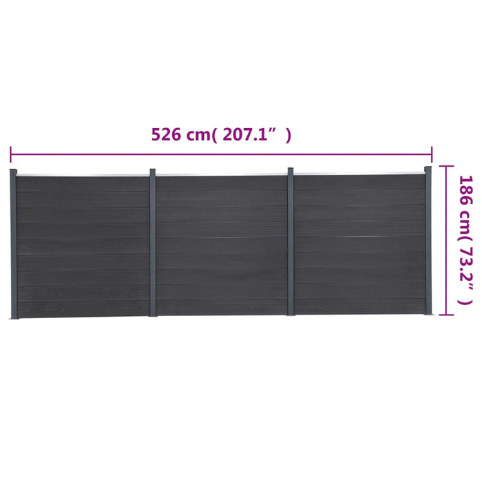 Set panouri pentru gard, gri, 526x186 cm, WPC - WALTI WALTI