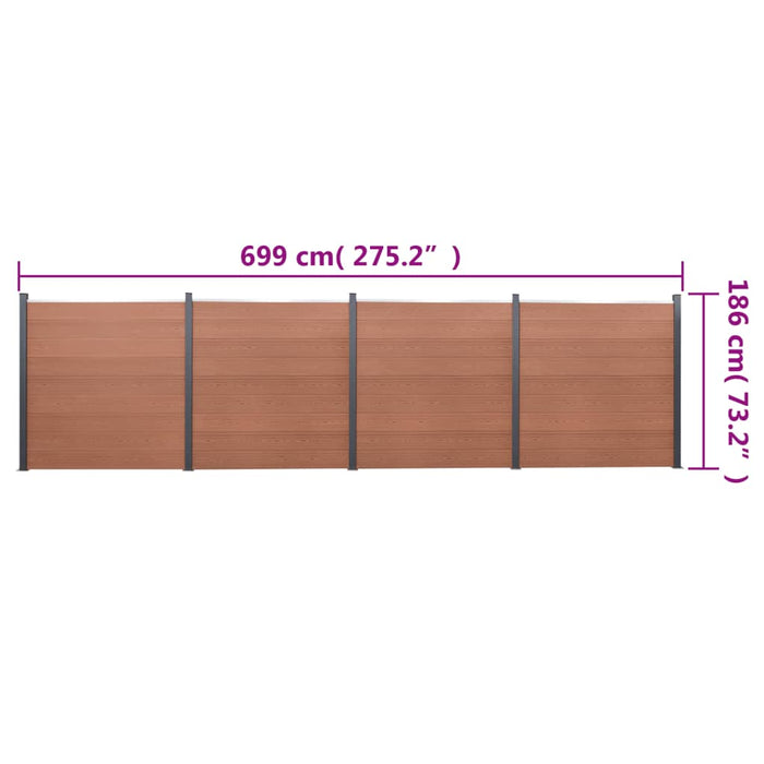 Set panouri pentru gard, maro, 699x186 cm, WPC - WALTI WALTI