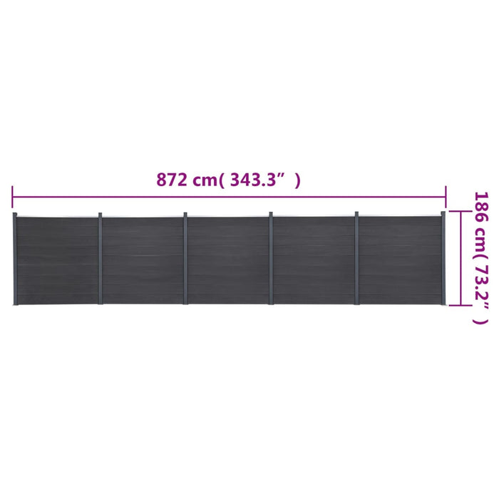 Set panouri pentru gard, gri, 872x186 cm, WPC - WALTI WALTI