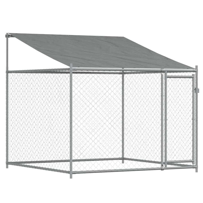 Cușcă de câini cu acoperiș și ușă gri, 2x2x2 m, oțel galvanizat - WALTI WALTI
