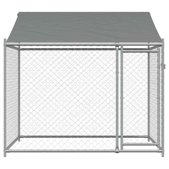 Cușcă de câini cu acoperiș și ușă gri, 2x2x2 m, oțel galvanizat - WALTI WALTI