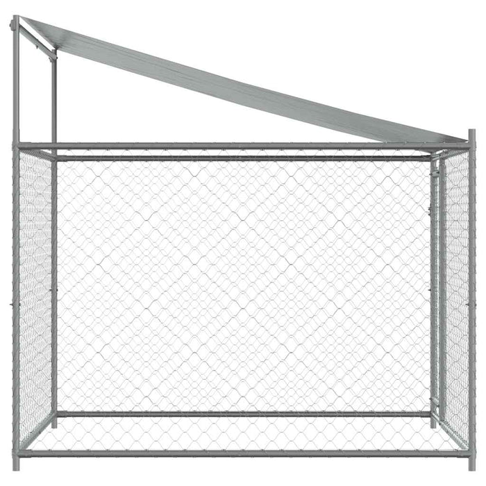 Cușcă de câini cu acoperiș și ușă gri, 2x2x2 m, oțel galvanizat - WALTI WALTI